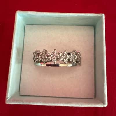  Women's Silver Tone Double Band Ring 