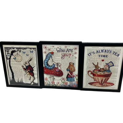 Alice In Wonderland Framed Pages Set Of 3
