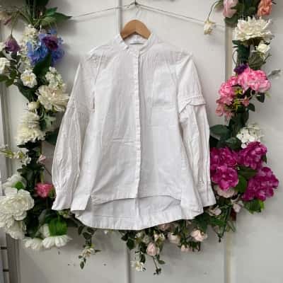 Morrison Womens  Size 1 / 8 Button Up Top / Long Sleeve Shirt White 