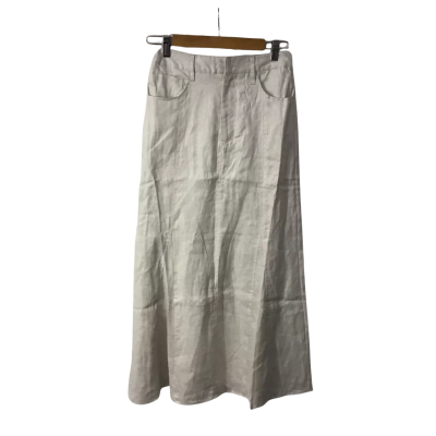 Lulu & Rose Womens Size XS Bone 100% Linen Isabel Midi Skirt (new)