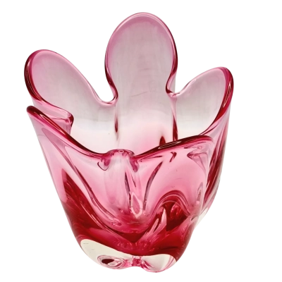 In The Style Of Iwatsu 'Hineri' Japan Glass Flower Bowl/Vase "Handkerchief" Bowl 18cm Height x 17cm Diameter  (brica shelf)