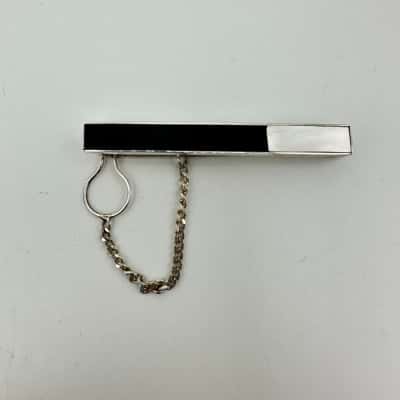 Vintage Mother of Pearl Shell & Wood Tie Clip Stamped Rygako Woytek 925