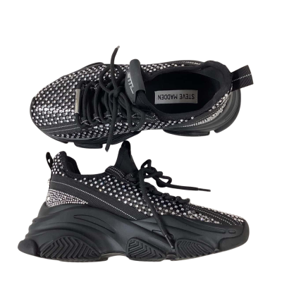 Steve Madden Size EU37 Black Rhinestone Platform Sneakers Like-New