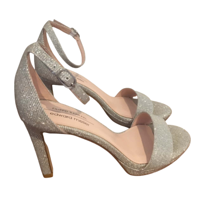 Edward Meller Womens  Size 37 Silver Ritz Leather Strappy Heels RRP $235.     Cab