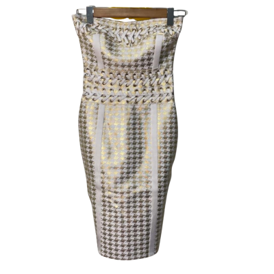 BNWT DeLaJ’ur Size XS Strapless Dress Gold / White 