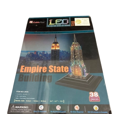 CubicFun LED Empire State Building 3D Puzzle | 38 Piece Architecture Model Kit | Boxed