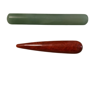 2wand piece fire agate and jade