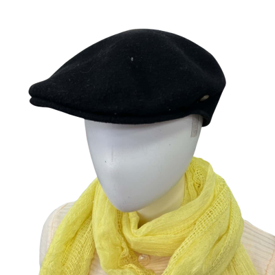 Dot & Co Mens Wool Black Flat Cap