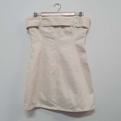 Meshki Women's Size M Teddi Denim Mini Dress Ecru - New With Tags
