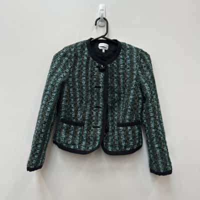 Anna Thomas Womens  blue green black jacket size 8