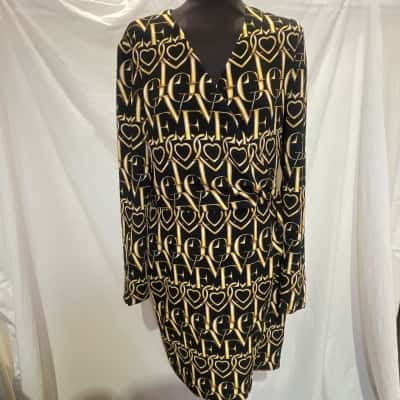Love Moschino Size 10 Midi Dress Black  / Gold 