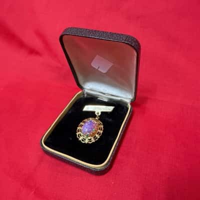 Vintage-Style Gold-Tone Opal Brooch