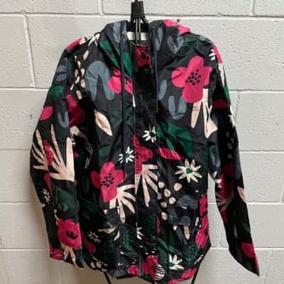 Elm Womens  Size S Raincoat Floral / Navy Blue 