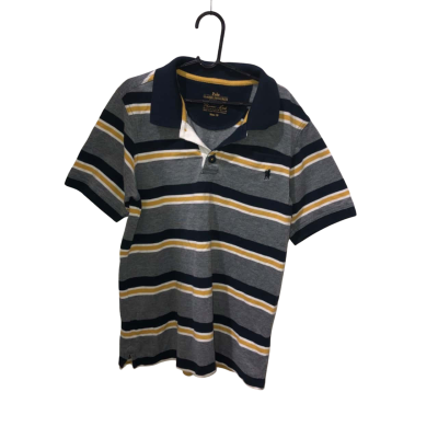 Thomas Cook Navy Blue/ Mustard Stripe Polo Top Size 10