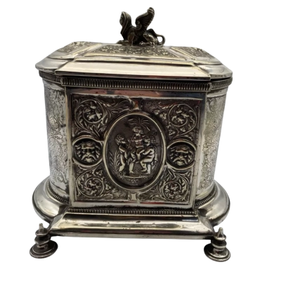 Silver plated repousse casket/ box