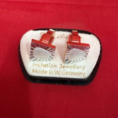 Men's Fifth Avenue Vintage Gold Tone Mother of Pearl  Cufflinks Made in West Germany