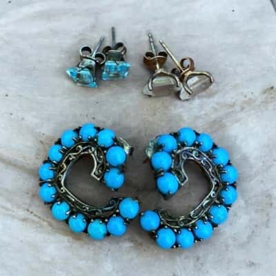 925 vintage earrings x 3 pairs