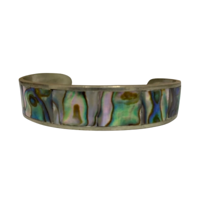  Womens Vintage Alpaca Mexico Abalone Bracelet Silver 