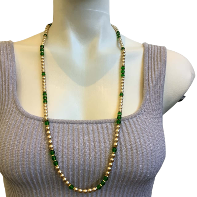 COSTUME Womens Faux Pearl Green Bead Necklace #6