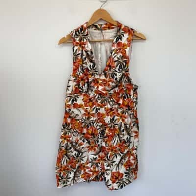 Cue White Red Floral Sleeveless Mini Dress Size 14 