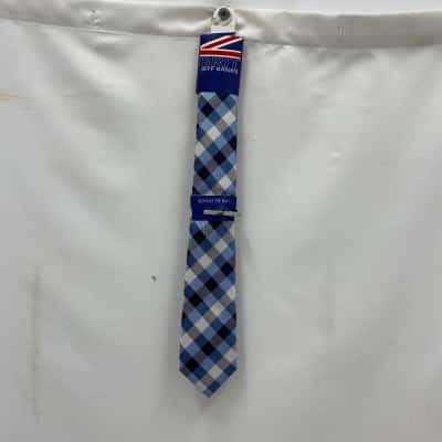 Jeff Banks Mens Tie + Tue Pin Blue / Checked RRP$35