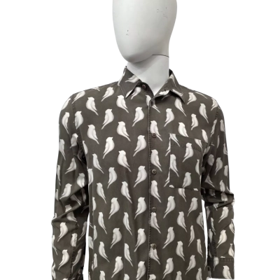 Ted Baker Mens  Size 2 Long Sleeve Shirt Chartz bird print