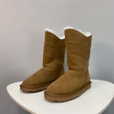 Everau Cowboy Ugg Boots Men’s Size 8, Women’s Size 10 Brown Leather Suede 109% Wool inner