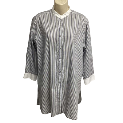Uniqlo x Ines De La Fressange Womens  Size XS Striped Cotton/Silk Mix Long Shirt