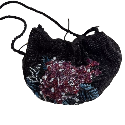 Witchery  Womens Limited Editon Beaded Drawstring Black/Purple Little bag