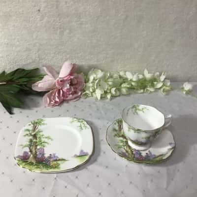 Vintage Royal Albert "Greenwood Tree" Bone China Cup Sauce & Plate