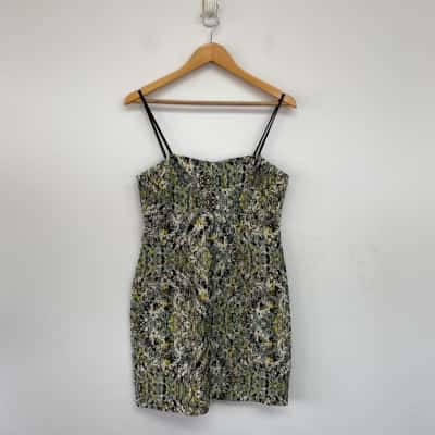 Cue Cream Green SLeeveless Mini Dress  Size 10 