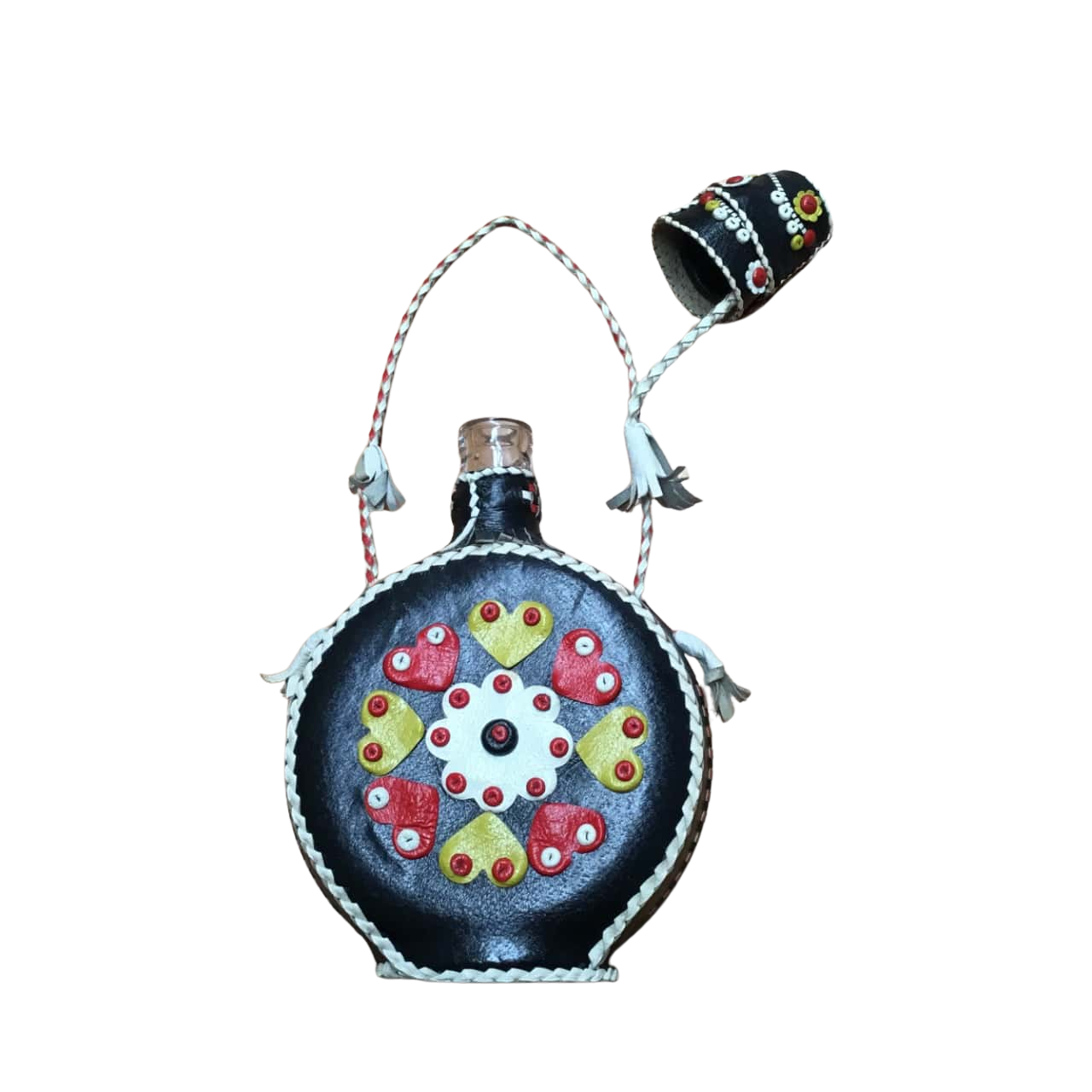 Vintage Yugoslavian Leather Covered Glass Grappa Decanter