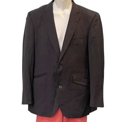 Joseph Uzumcu Mens Size L/XL Suit Jacket Navy Blue/Pinstriped