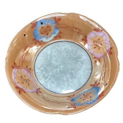 Japanese lustreware peach with blossoms bowl