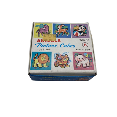 Brand New Vintage 1960 Childs 6 Pictures on Wooden Cubes Puzzle     Toys1