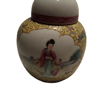 Vintage Chinese Porcelain Ginger Jar with Lid