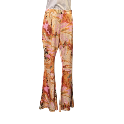 Showpo Womens  Size 10 Flared Pants / High Waisted Pants Floral / Orange / Pink  