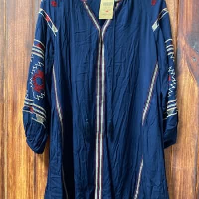 Ishka  Size S Navy Blue boho dress new 
