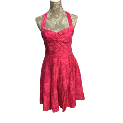 Review Womens  Size 10 Cotton Blend .538Halter Neck Floral Dress  