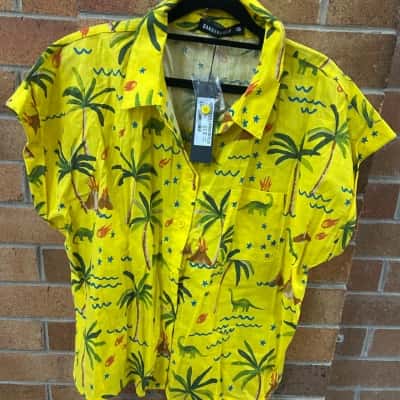 Dangerfield Womens  Size 16 Palm Desert Yellow Blouse 
