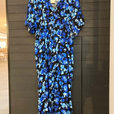 beme Womens (6) Size 26 Maxi Dress Black  / Blue / Floral 