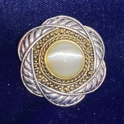 ROMAN Signed Brooch w/  Cats Eye Cabochon 