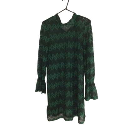 Stella Womens Size 14 Long Sleeve Dress Black/ Green/ Pattern