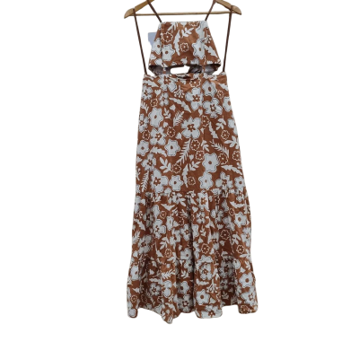 Miss Shop Womens Size 10 Strapless Dress Brown / Floral (14)