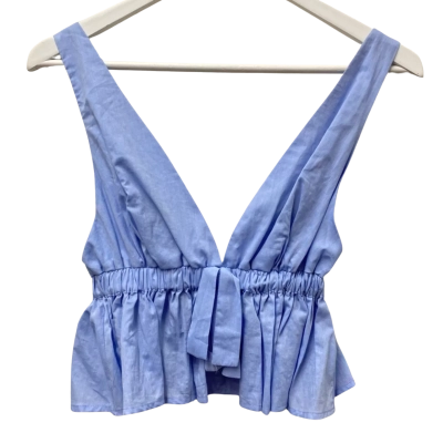 Seed Womens  Size 6 Cropped Top Blue - 100% Cotton