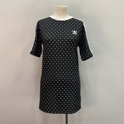 Adidas Womens  Size S Casual Dress / Mini Dress Black  / Polka Dot / White 