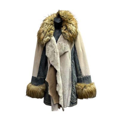 Rare ELISA CAVALETTI BLU Sono Italiano Wool Leather Vintage Women's Jacket Size L /12/14/16