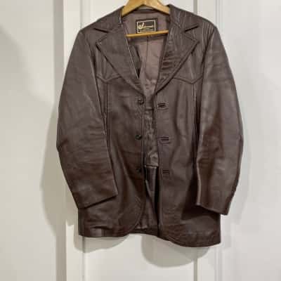  Mens  Size 36 Leather Jacket Brown 
