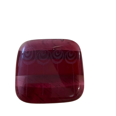 Signed Handmade Ruby Red Art Glass Brooch