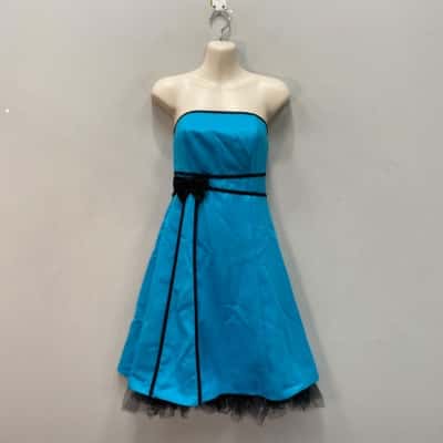  Glitz Womens  Size 8 Strapless Dress Black  / Blue 